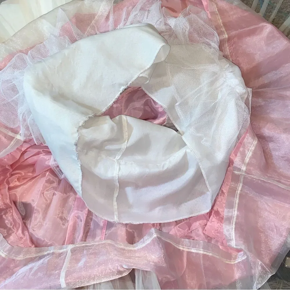 🥰Creaciones Sarahi Elegant Pink and Cream Kids Theater Costume Dress Size 8 Girl